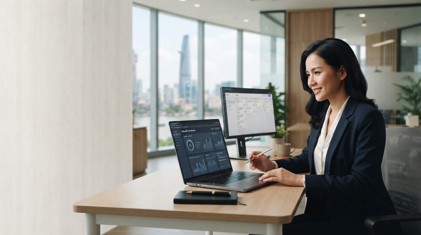 Mai Phúquang Platform - bảng điều khiển AI hiển thị biểu đồ dự báo và bản đồ nhiệt dữ liệu thị trường